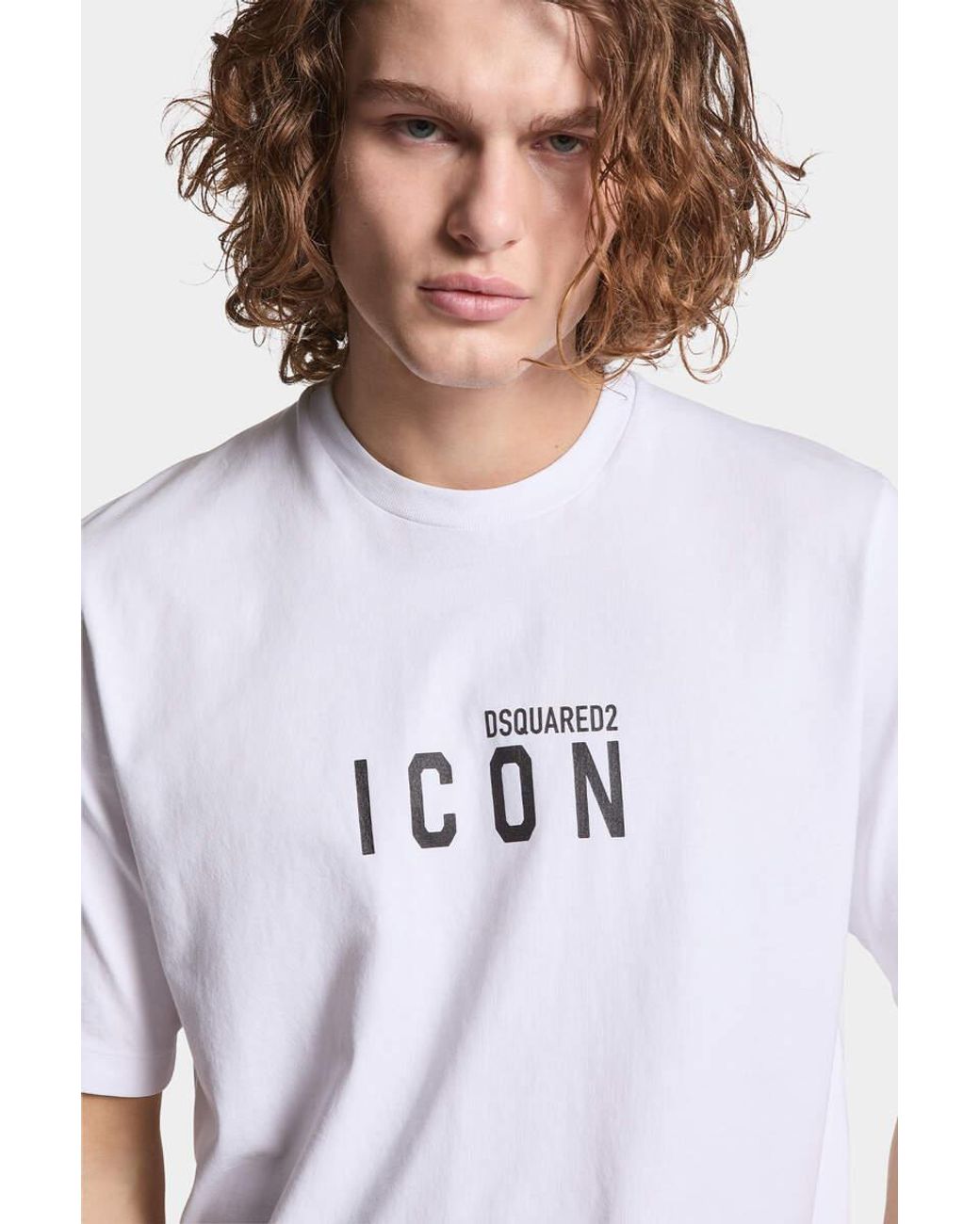 DSquared² White Icon Logo Printed Crewneck T-Shirt for men