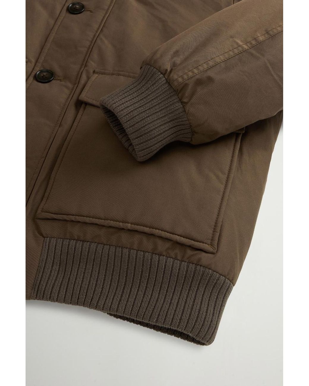 Woolrich Brown Polar Hooded Bomber Jacket for men