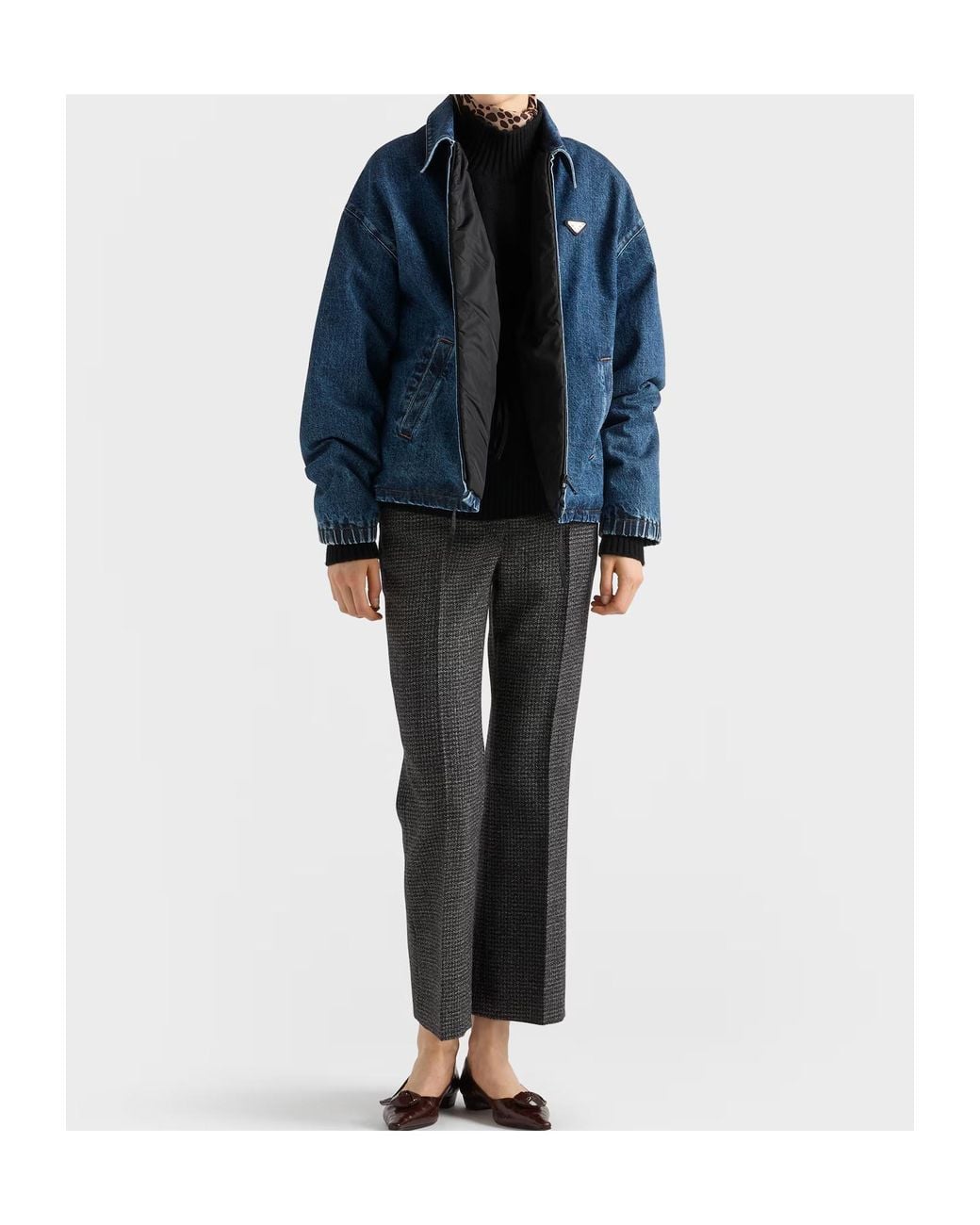 Prada Gray Mouliné Gingham Check Pants