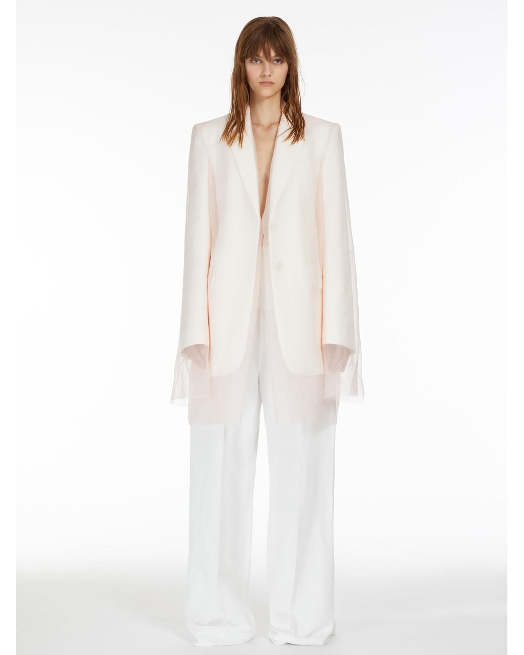 Sportmax White High Waist Straight Leg Trousers