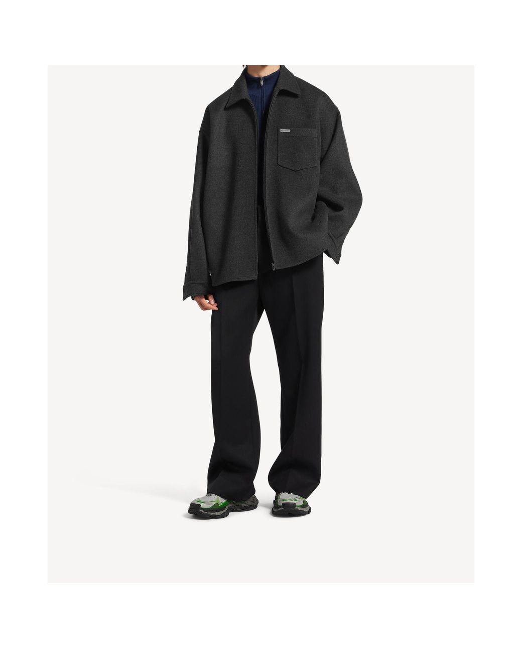 Balenciaga Black Zip-Up Brushed Overshirt for men