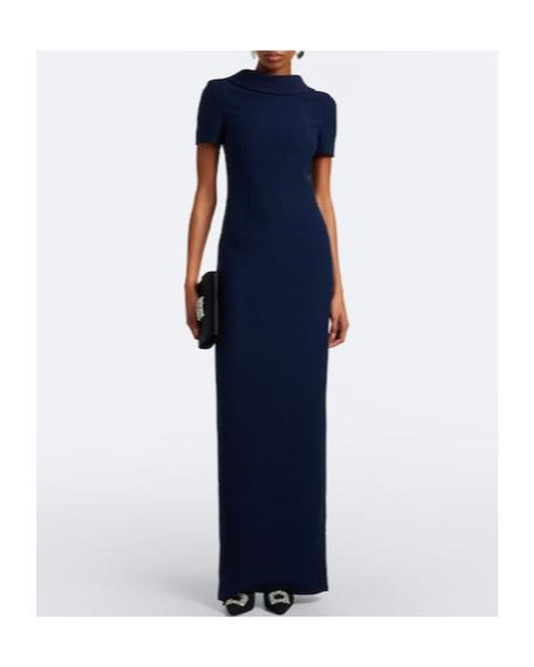 Roland Mouret Blue Padded Shoulder Maxi Dress