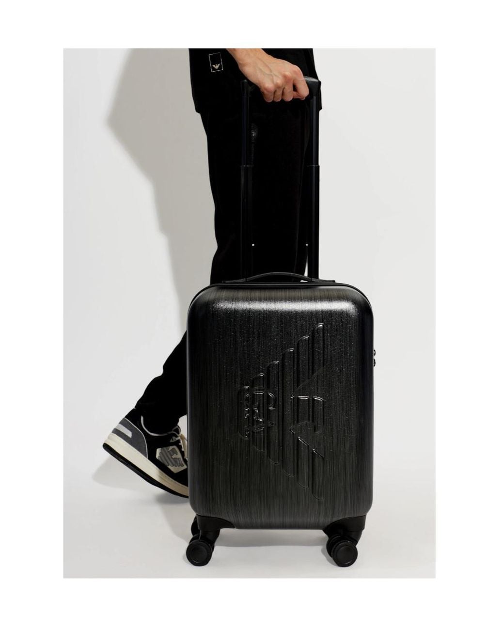 Emporio Armani Black Logo-Embossed Suitcase for men