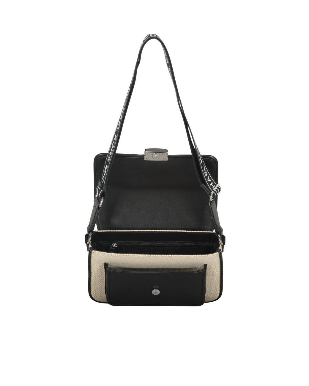 Michael Kors White Logo Strap Flap Shoulder Bag