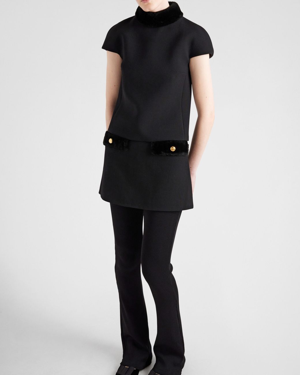 Prada Black Back-Zip Short-Sleeved Top