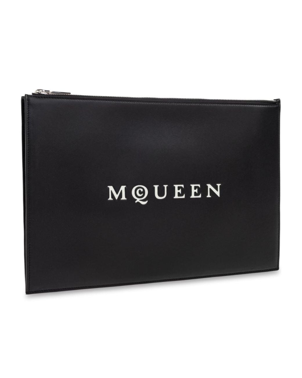 McQueen Black Logo Printed Zipped Clutch Bag for men
