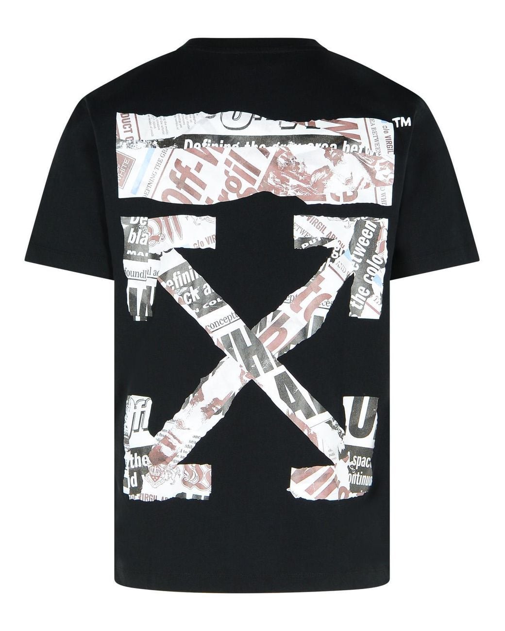 Off-White c/o Virgil Abloh Black Newspaper Arrow Crewneck T-Shirt for men