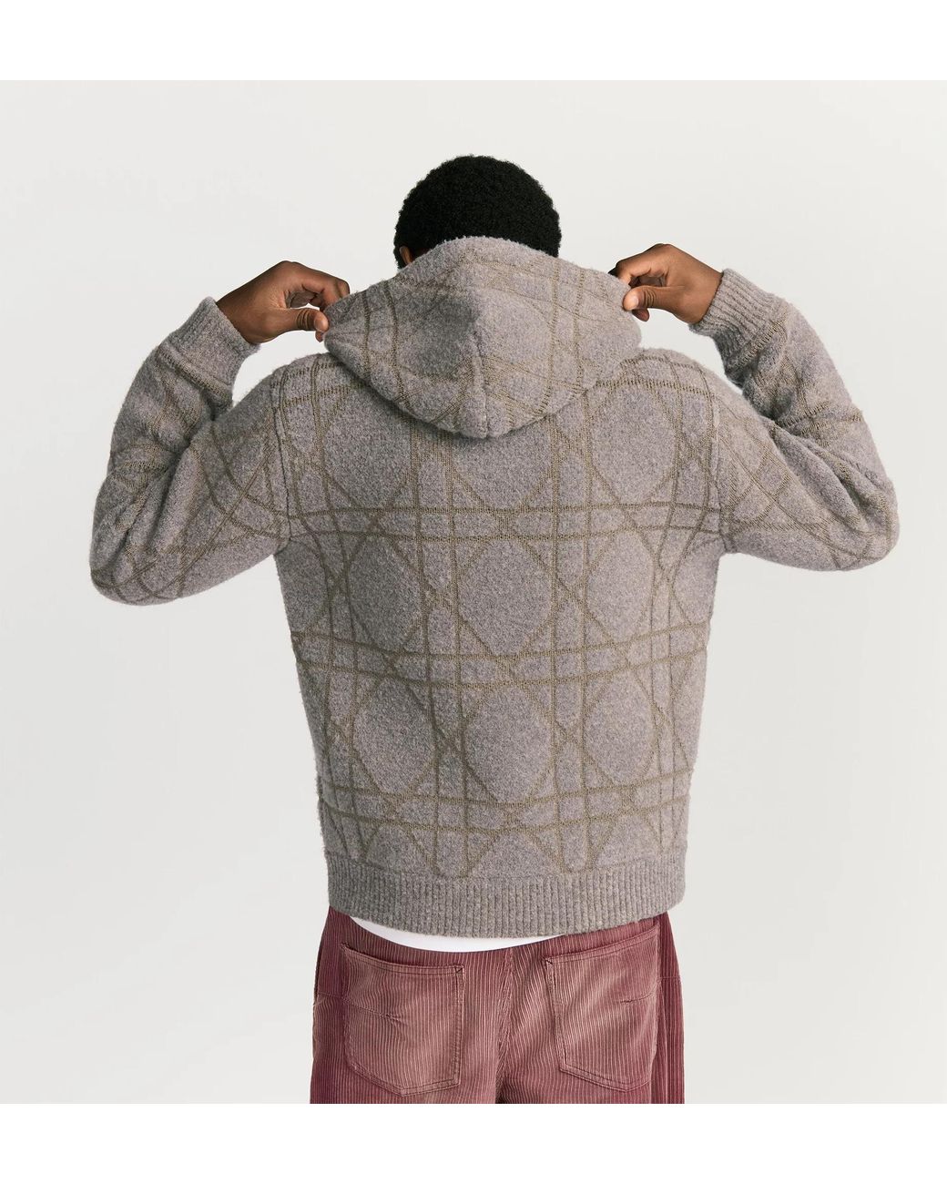 Dior Gray Homme Cannage Hooded Sweatshirt for men