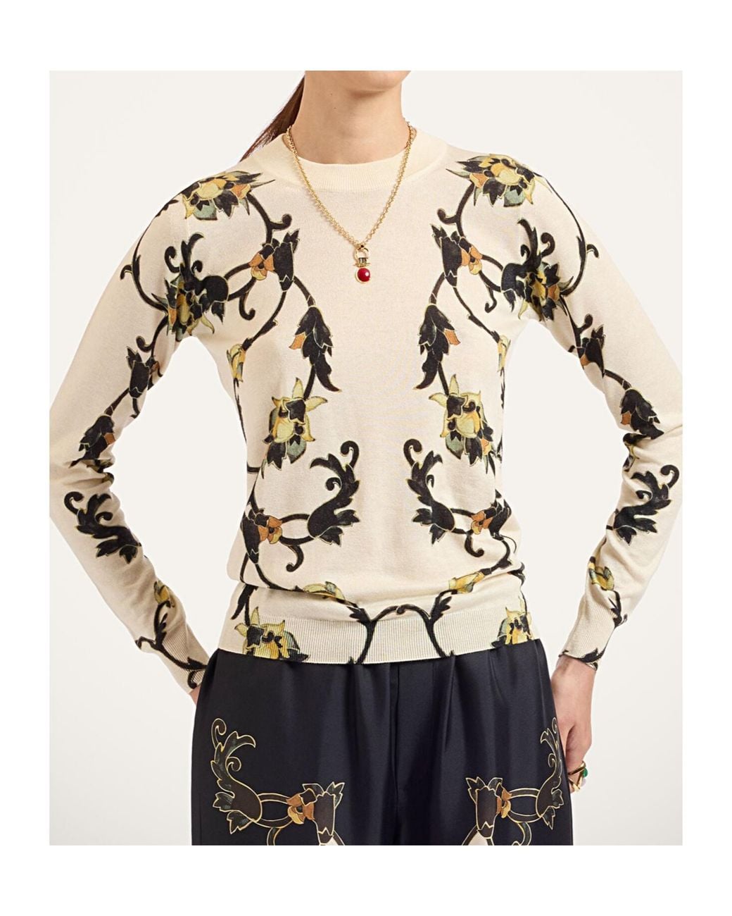 LaDoubleJ Multicolor Silky Crew-Neck Sweater