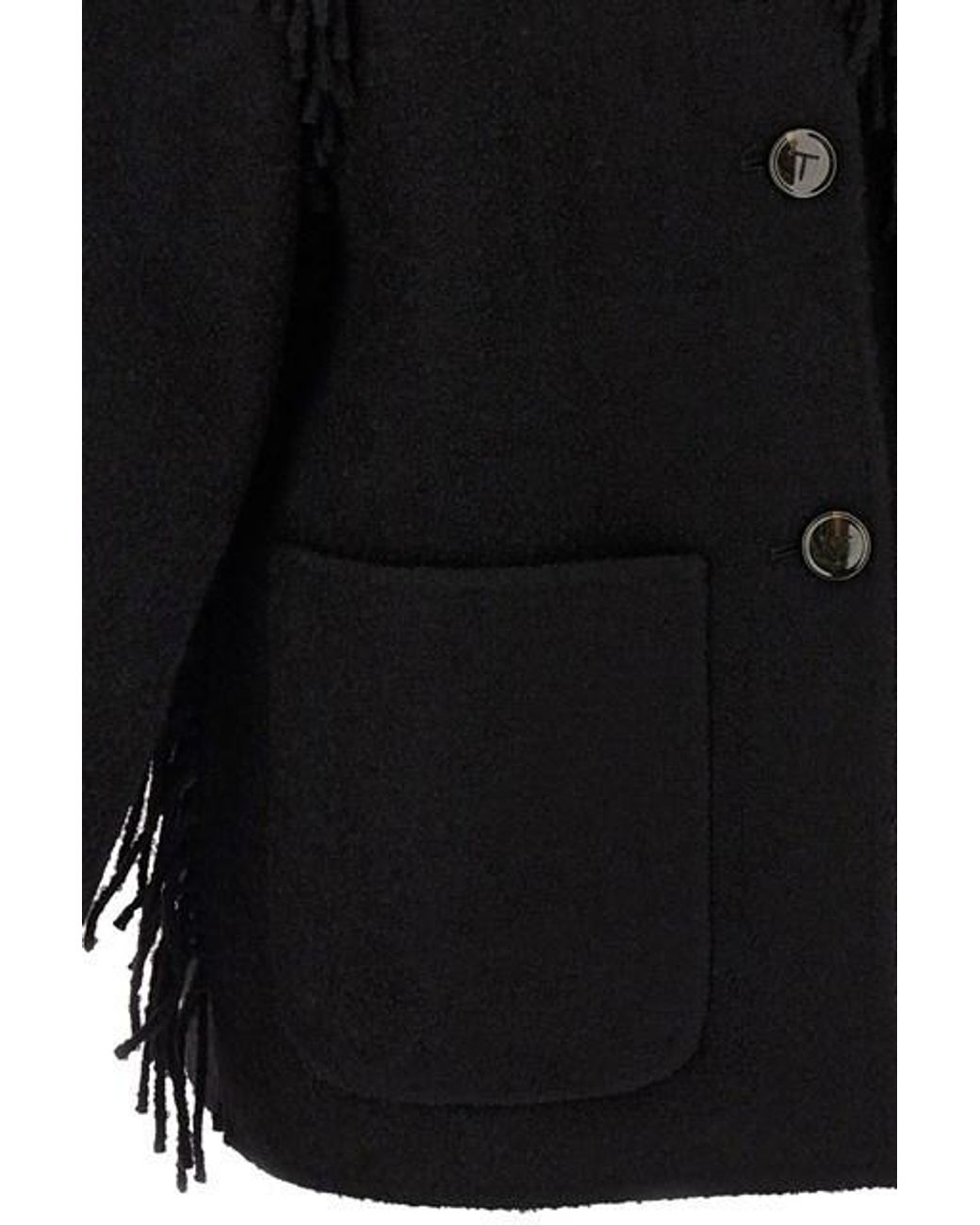 Totême  Black Totême Fringe High Neck Jacket