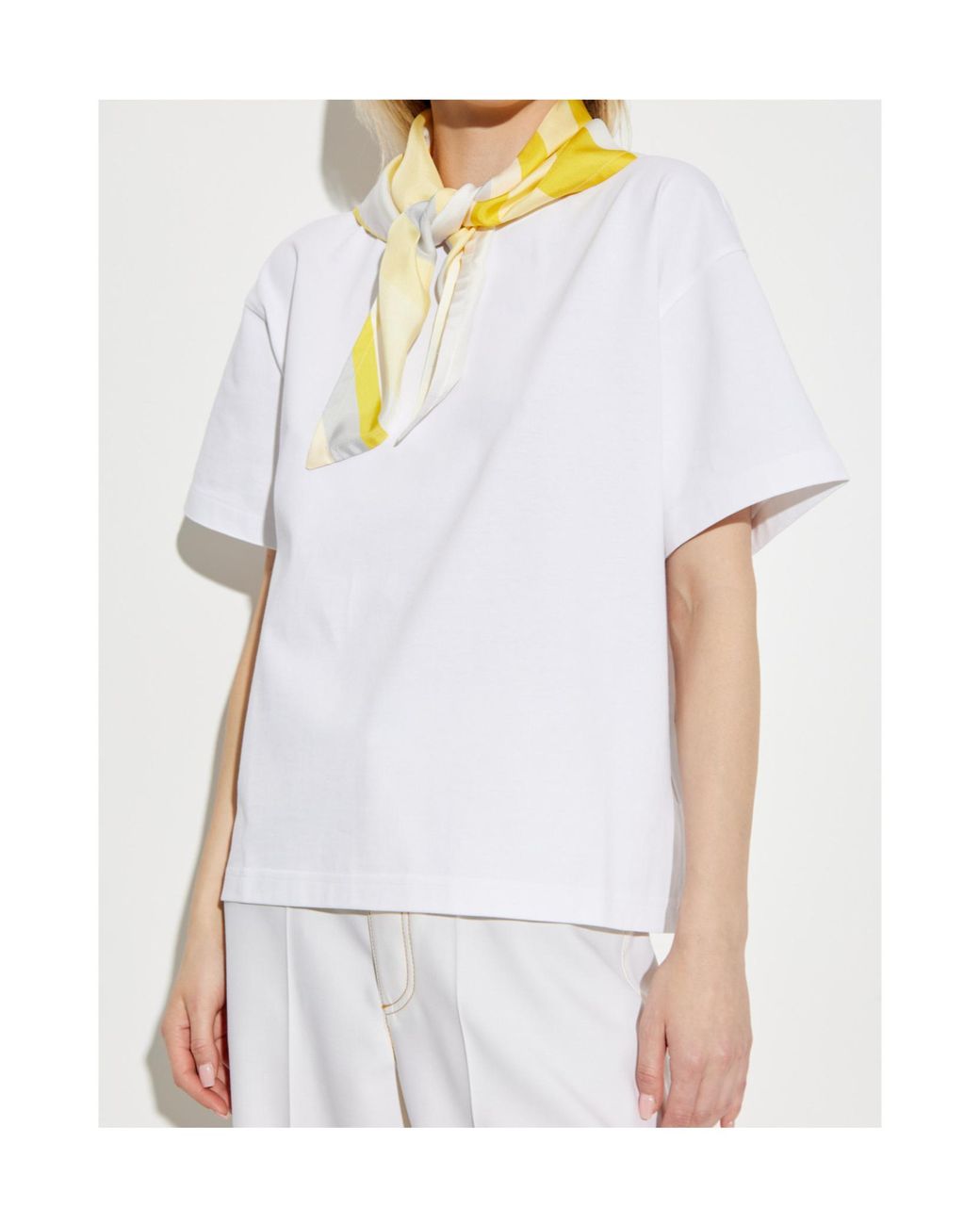 Bottega Veneta White Scarf Embellished T-Shirt