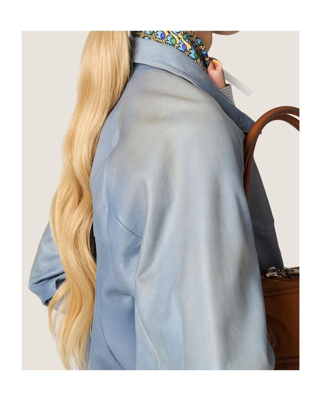 Miu Miu Blue Nappa Leather Jacket