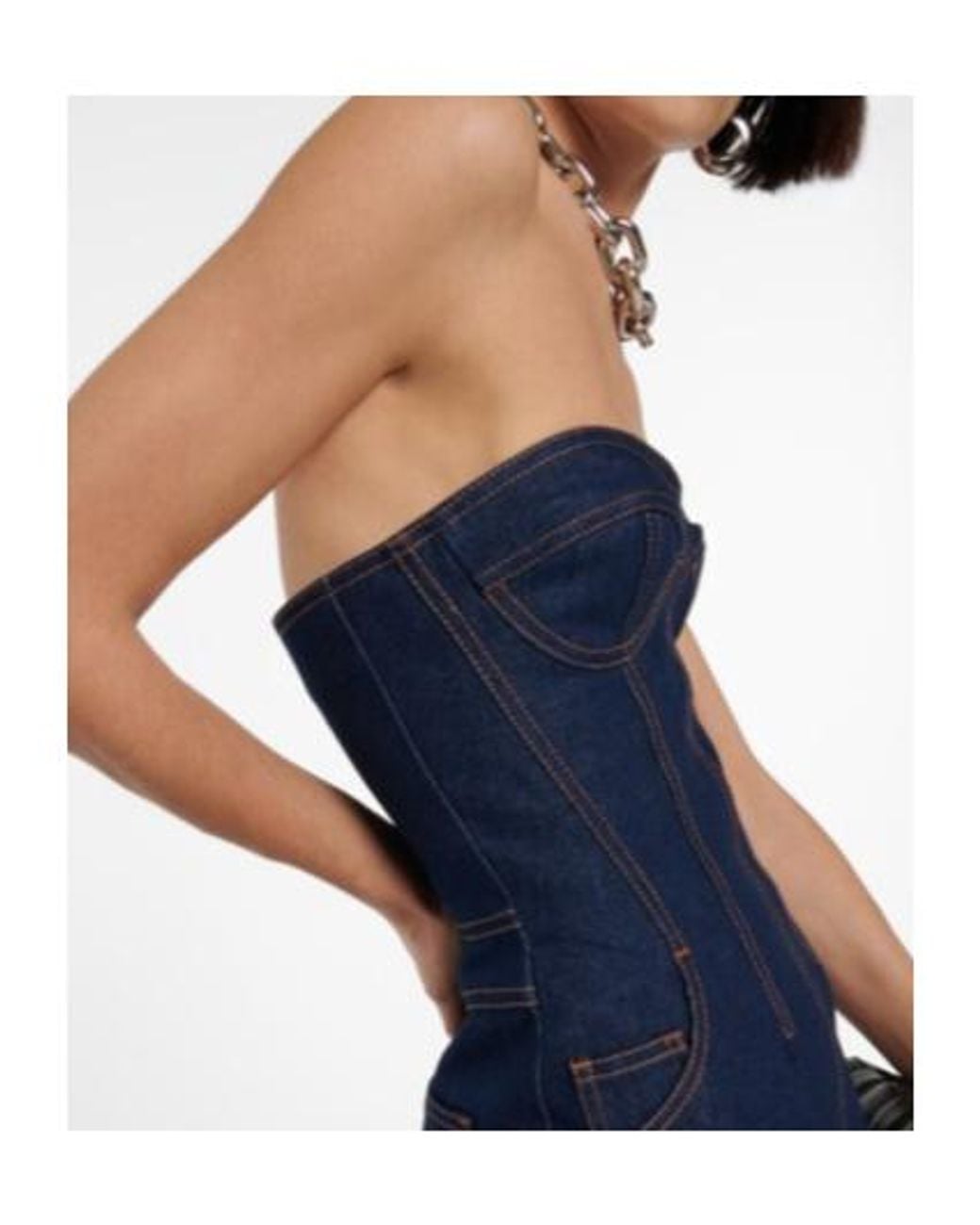 David Koma Blue Corset Denim Minidress