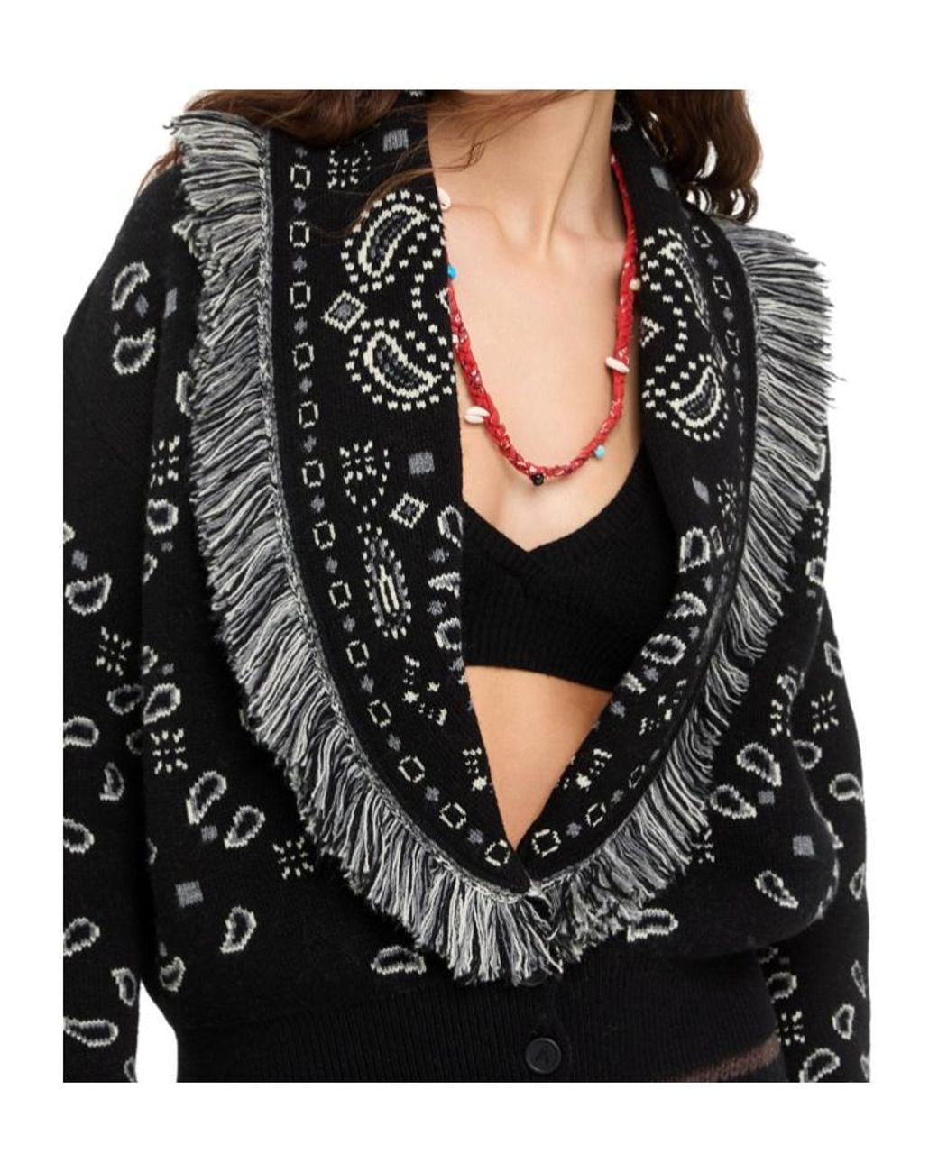 Alanui Red Bandana Braided Cowrie-Shell Necklace