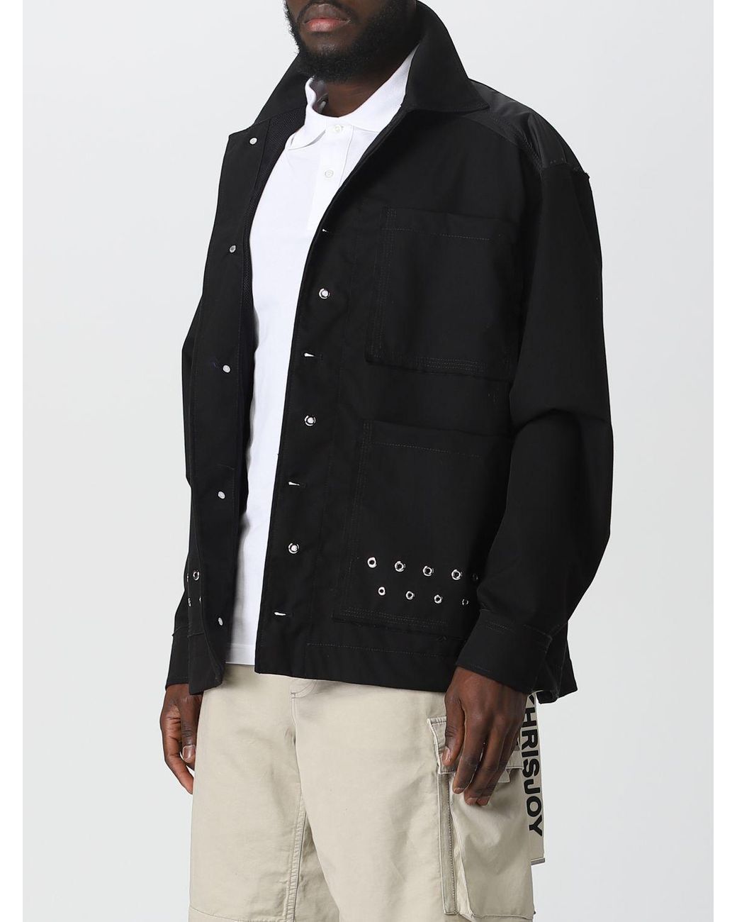 Khrisjoy Black Eyelet-Embellished Military Jacket for men