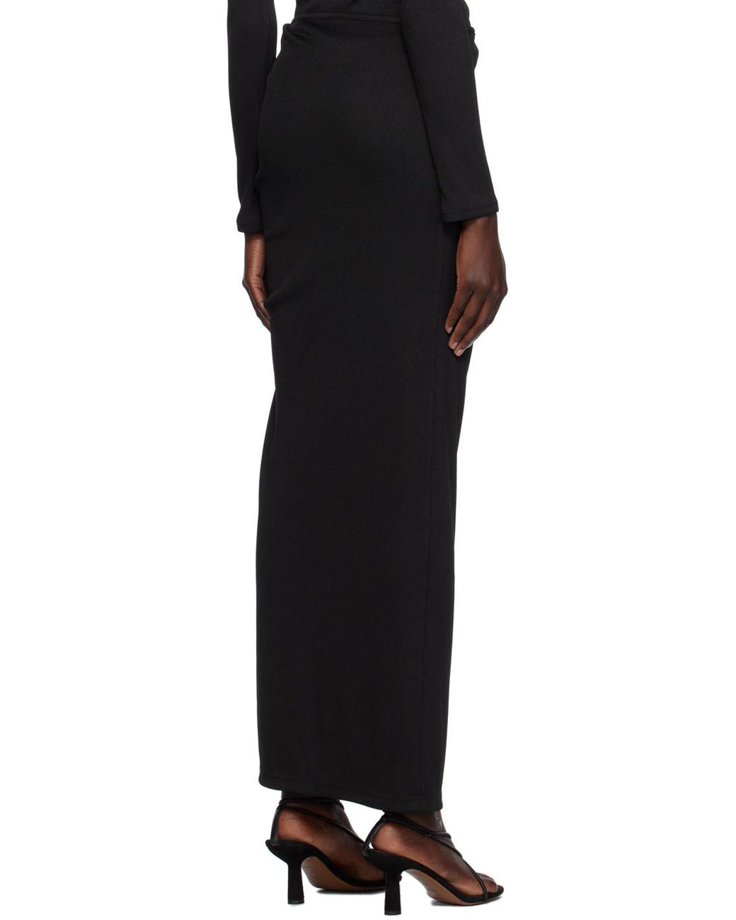 Christopher Esber Black Open Twist Ribbed-Knit Maxi Skirt