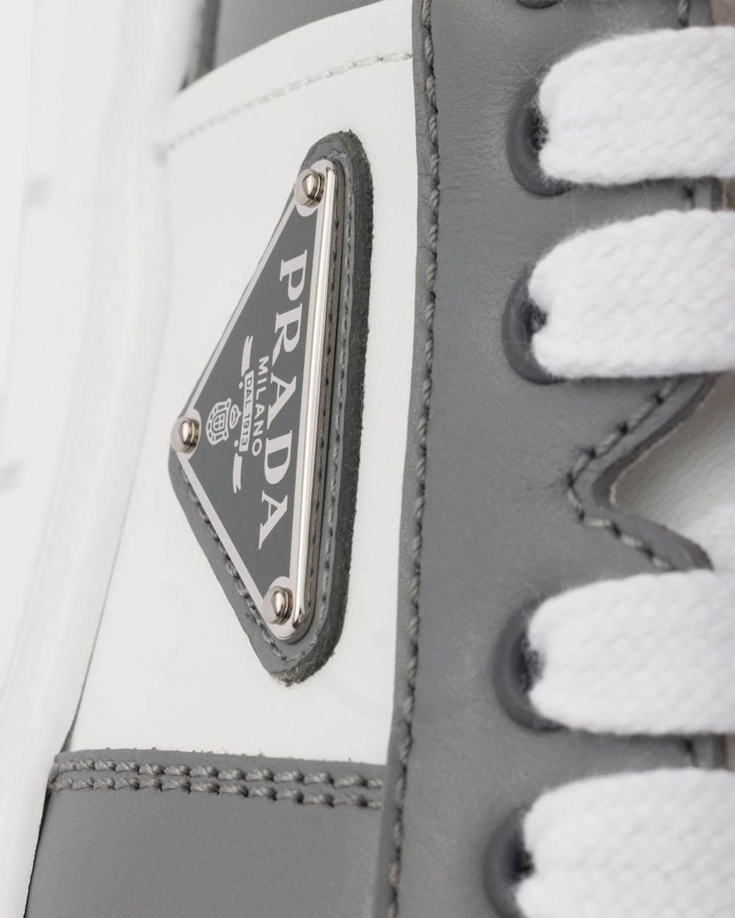 Prada Gray Leather Sneakers for men