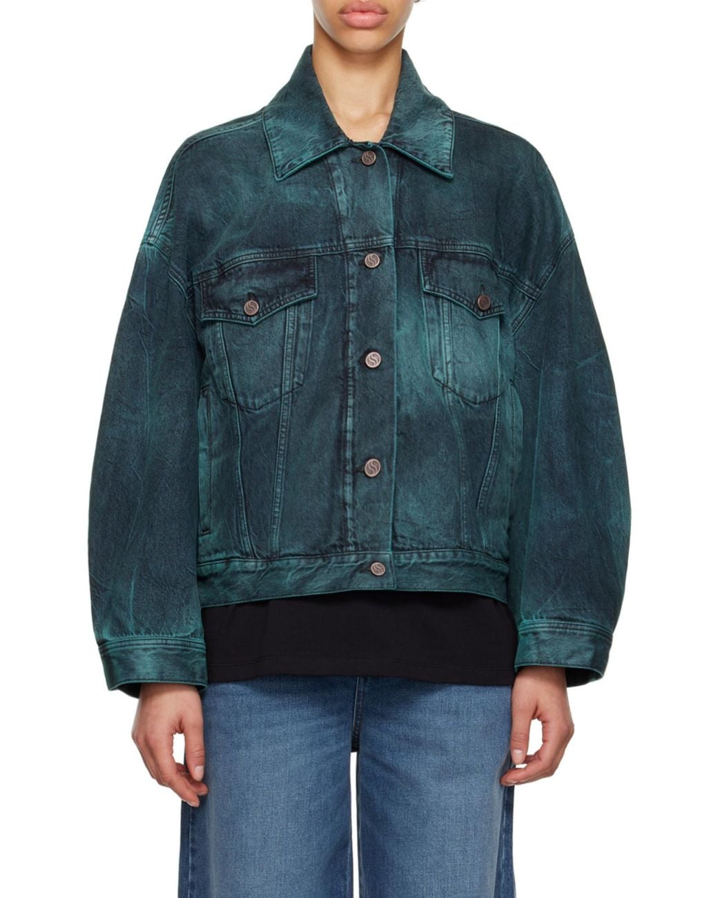Stella McCartney Blue Tie-Dye Oversized Denim Jacket