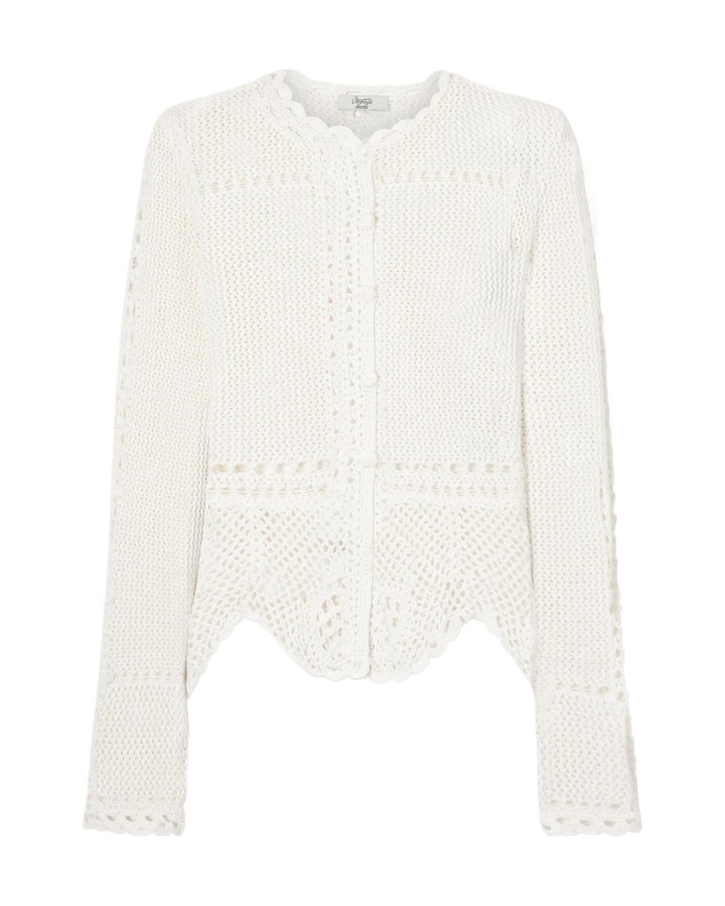 Erdem White Crocheted Cotton Peplum Cardigan