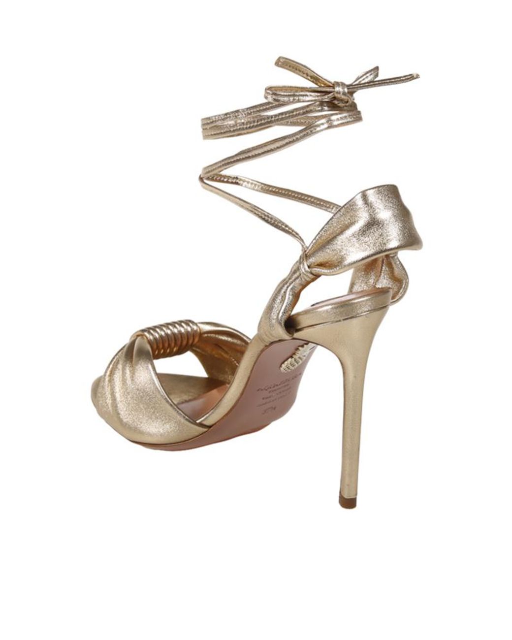 Aquazzura Metallic Knot Detailed Ankle Strapped Sandals