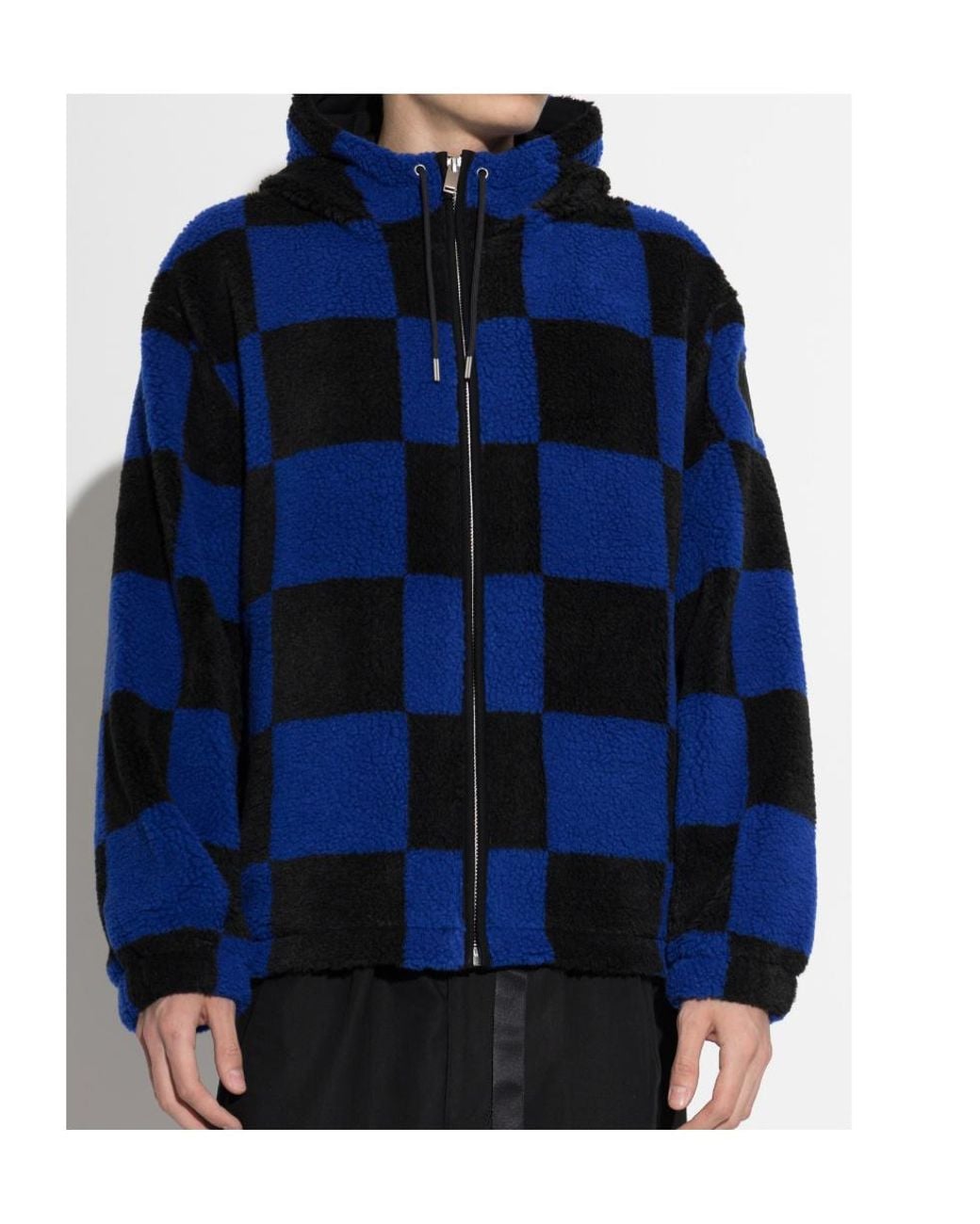 Canada Goose Blue Checked Fleece Hooded Jacket for men
