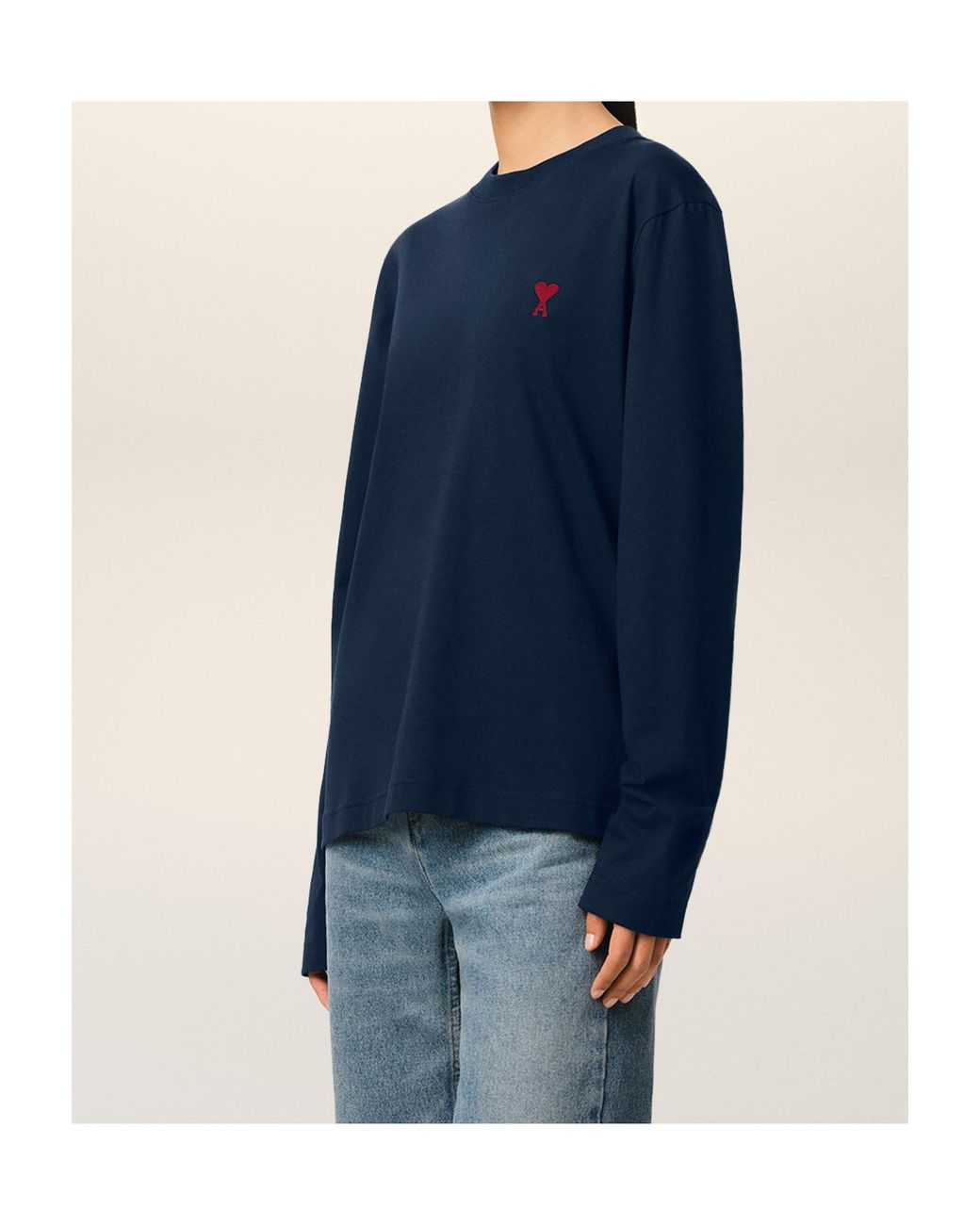 AMI Blue Ami De Coeur Long-Sleeved T-Shirt for men