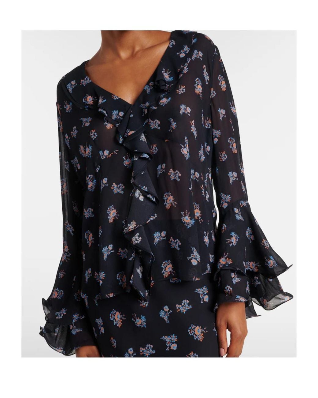 Dorothee Schumacher Blue Floral Georgette Cover-Up