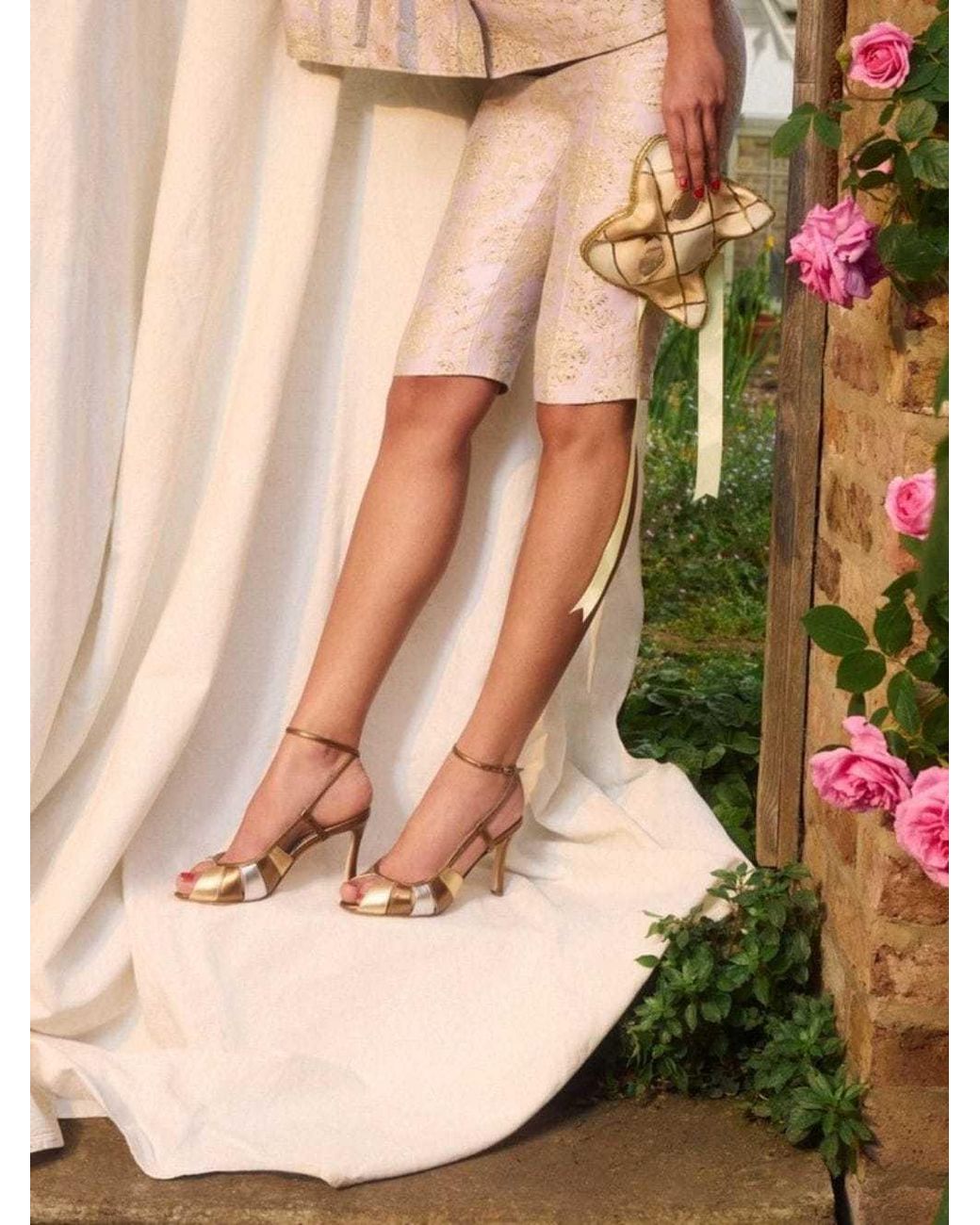 Manolo Blahnik Coludadhi Metallic Nappa Leather Ankle Strap Sandals