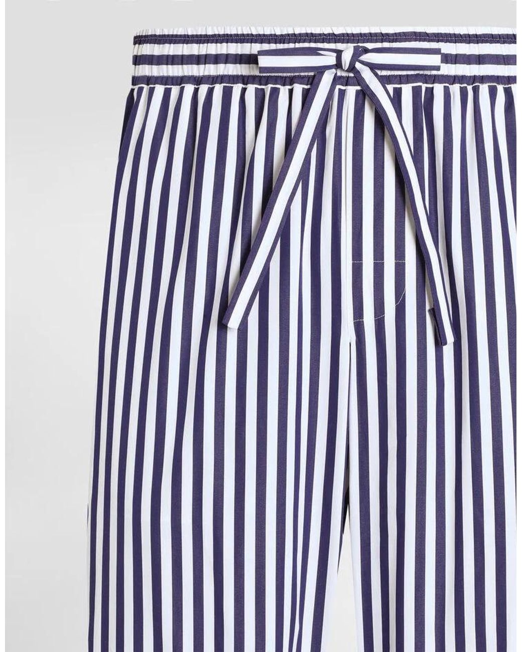 Dolce & Gabbana Blue Striped Poplin Vanity Trousers With Piping for men