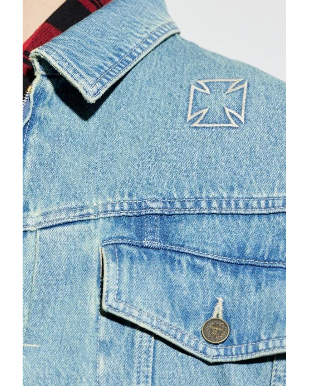 Vetements Blue Logo-Print Denim Jacket for men