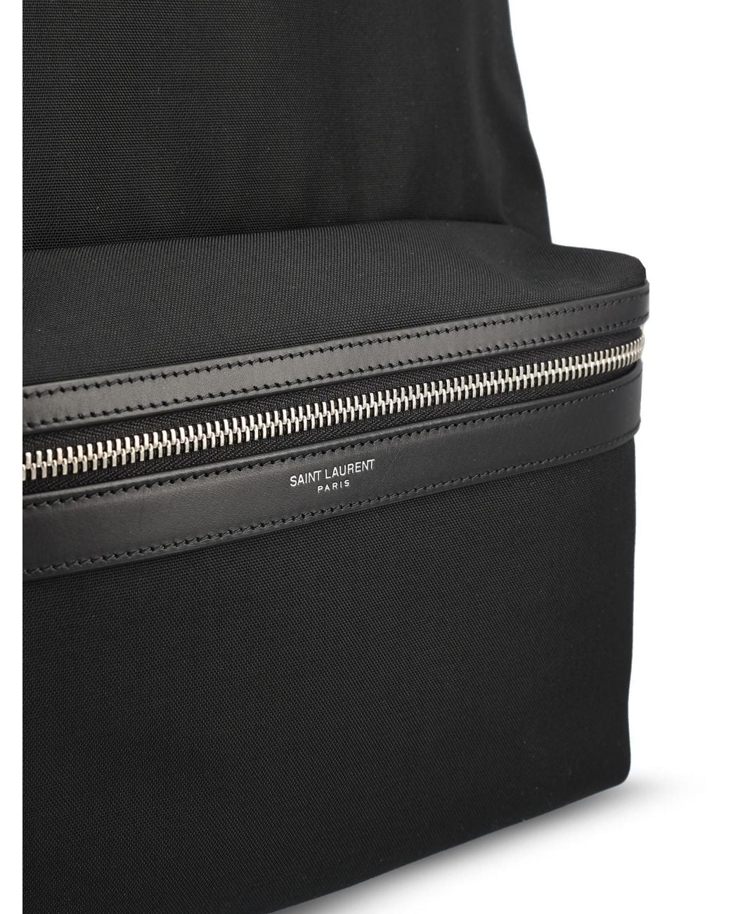 Saint Laurent Black Logo Stamp Zip-Up Backpack for men