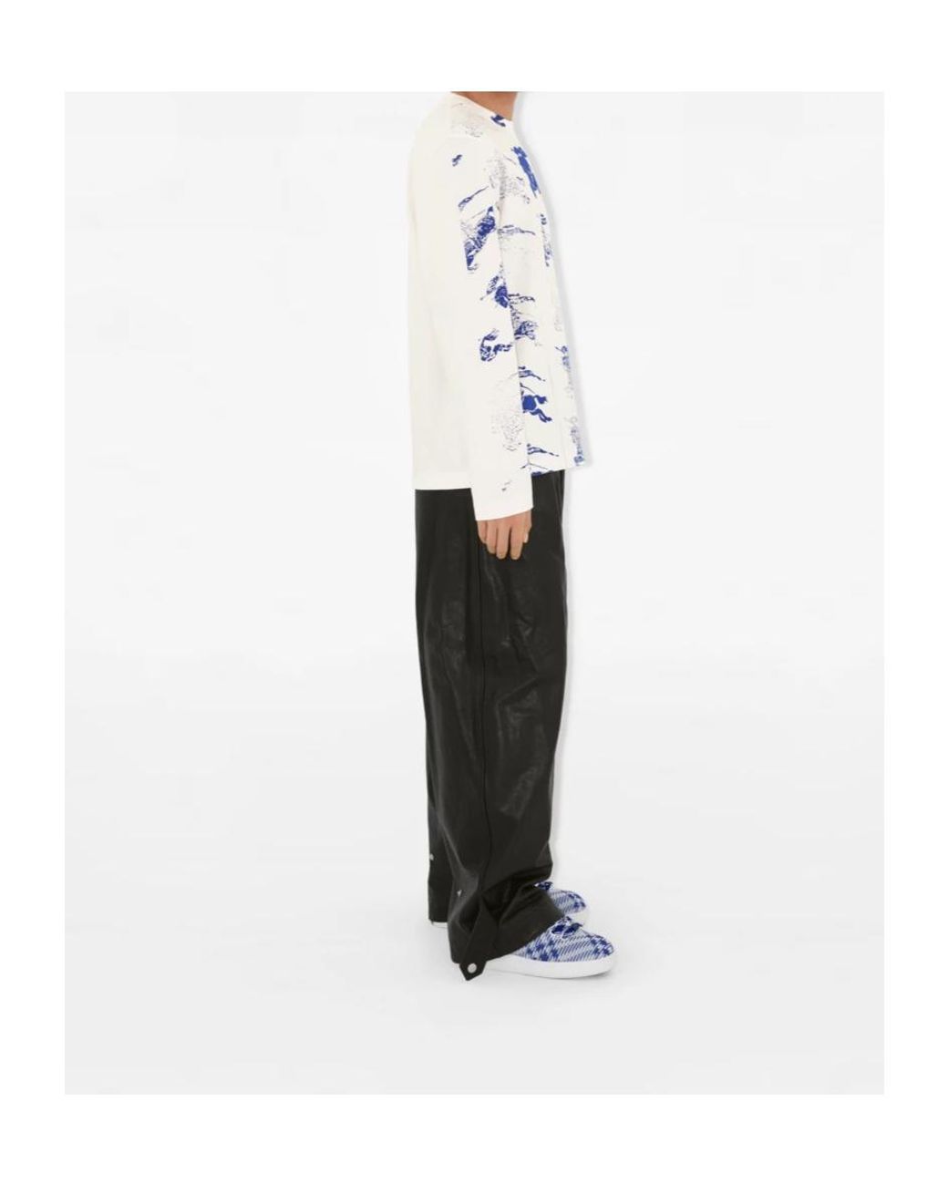 Burberry Blue Allover Logo Printed Long Sleeved T-Shirt for men