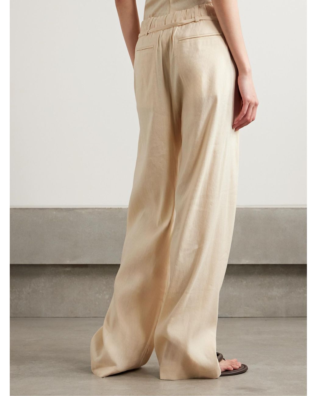 Proenza Schouler Natural Belted Linen-Blend Wide-Leg Pants