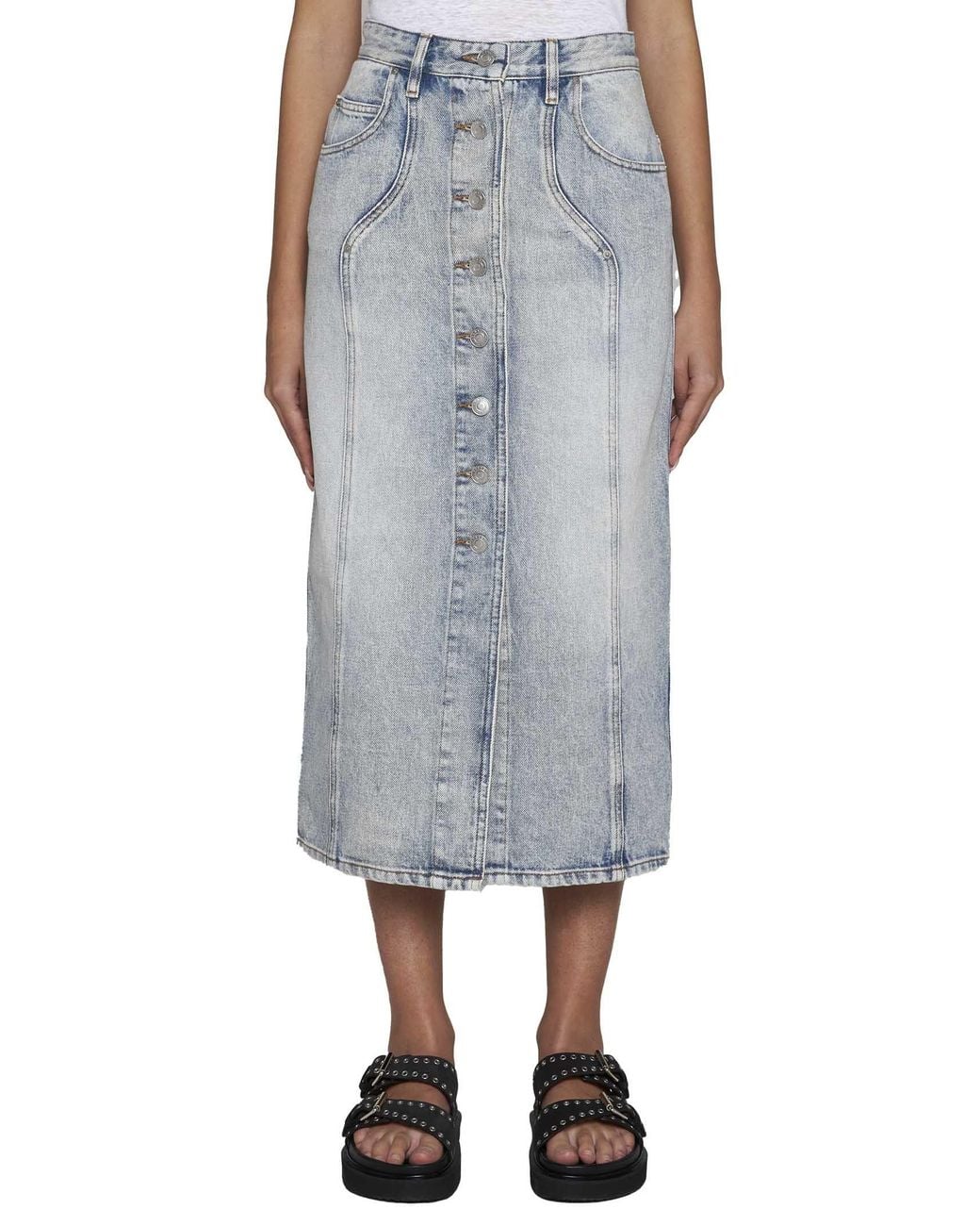 Isabel Marant Gray Isabel Marant Buttoned Midi Skirt