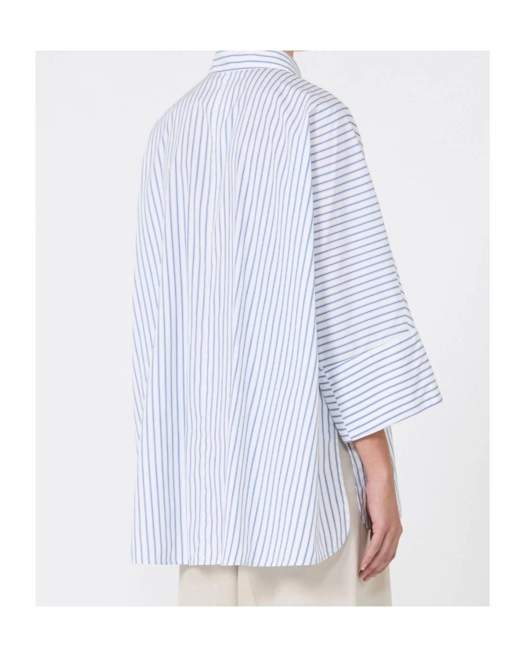 Max Mara Blue 'S Avenue Striped Oversized Shirt