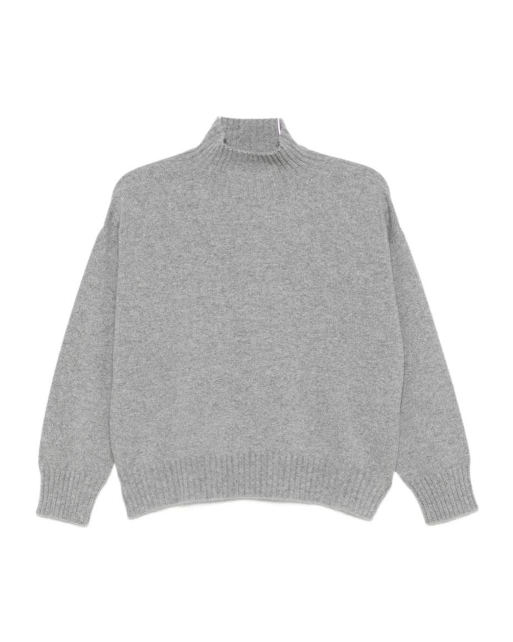 D.exterior Gray High-Neck Cashmere Sweater