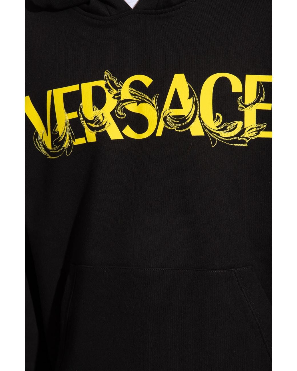 Versace Black Logo-Printed Hoodie for men