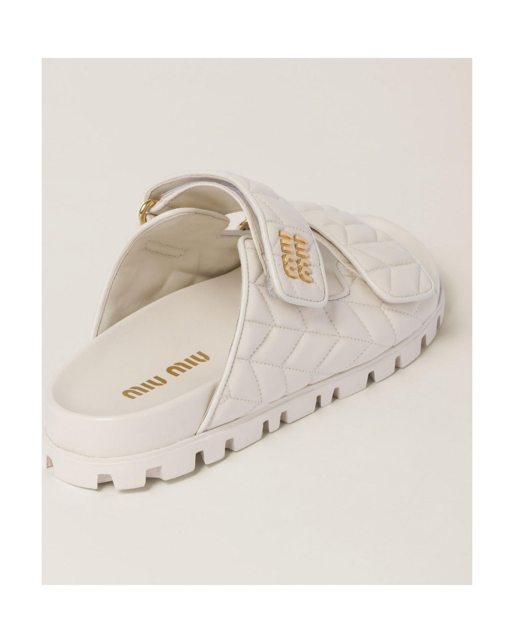 Miu Miu White Quilted Slip-On Sandals
