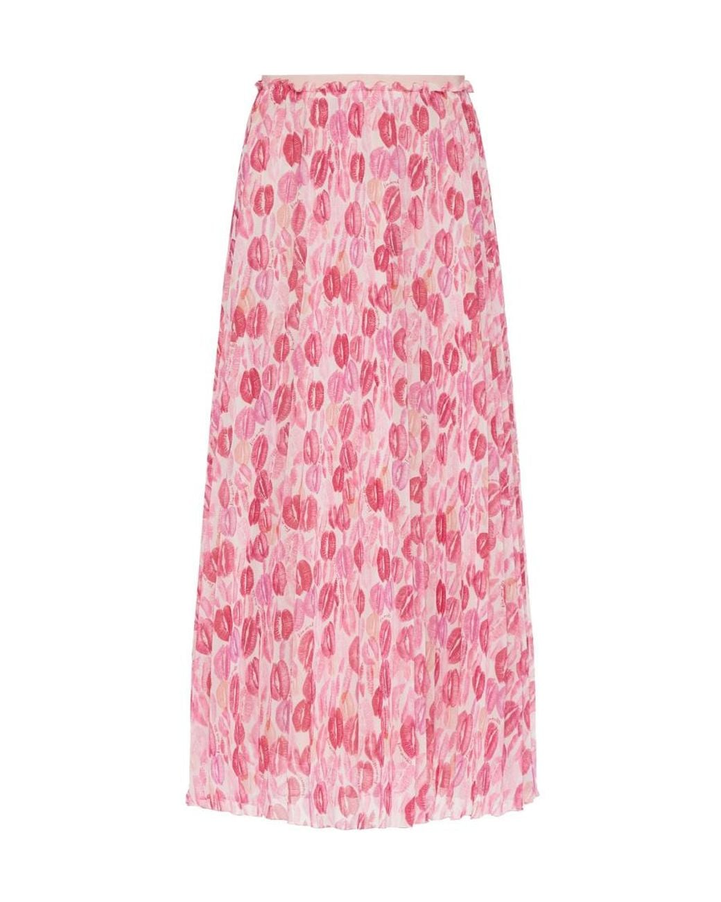 RED Valentino Pink Lip Printed Midi Skirt