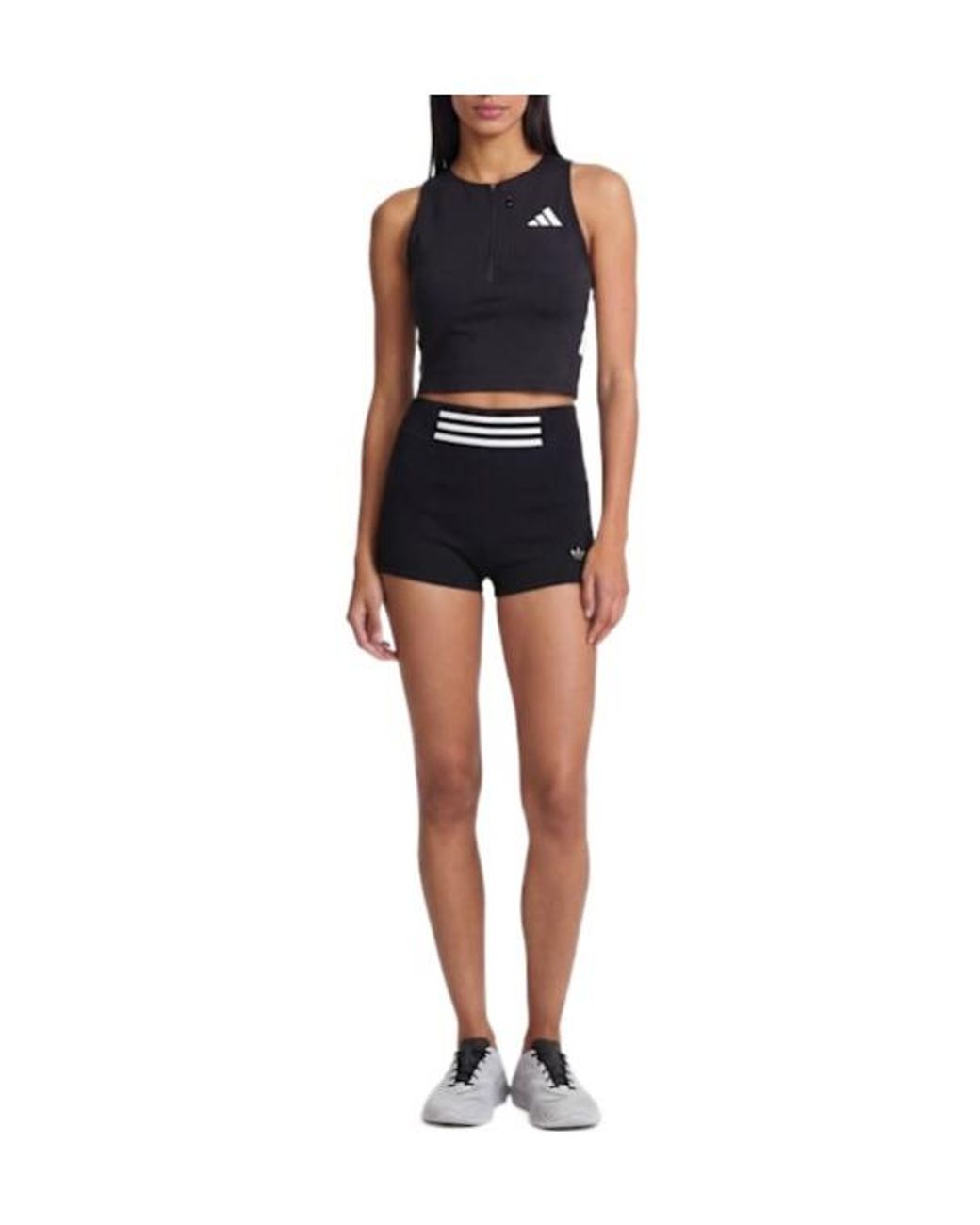 Adidas Originals Black High-Waisted Shorts With Stripes