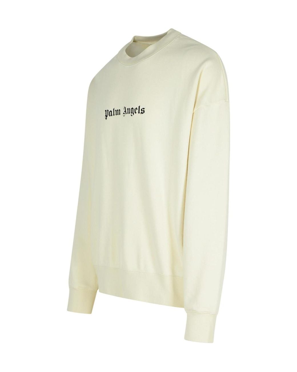 Palm Angels White Logo Printed Crewneck Sweatshirt for men