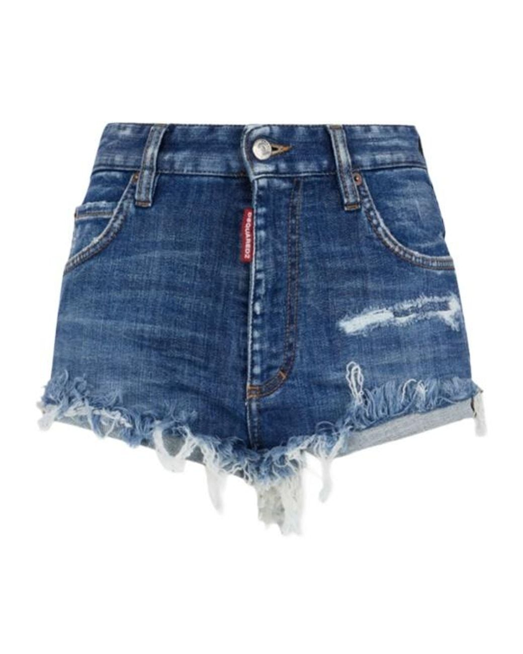 DSquared² Blue Medium Wash Trucker Hot Shorts