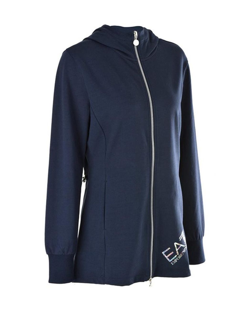 EA7 Blue Hoded Zipper Casual Jacket