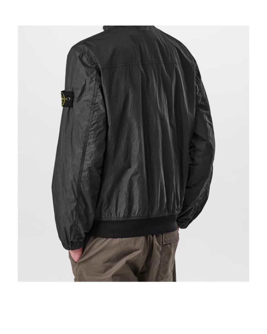 Stone Island Black Crinkle Reps Bomber Jacket for men