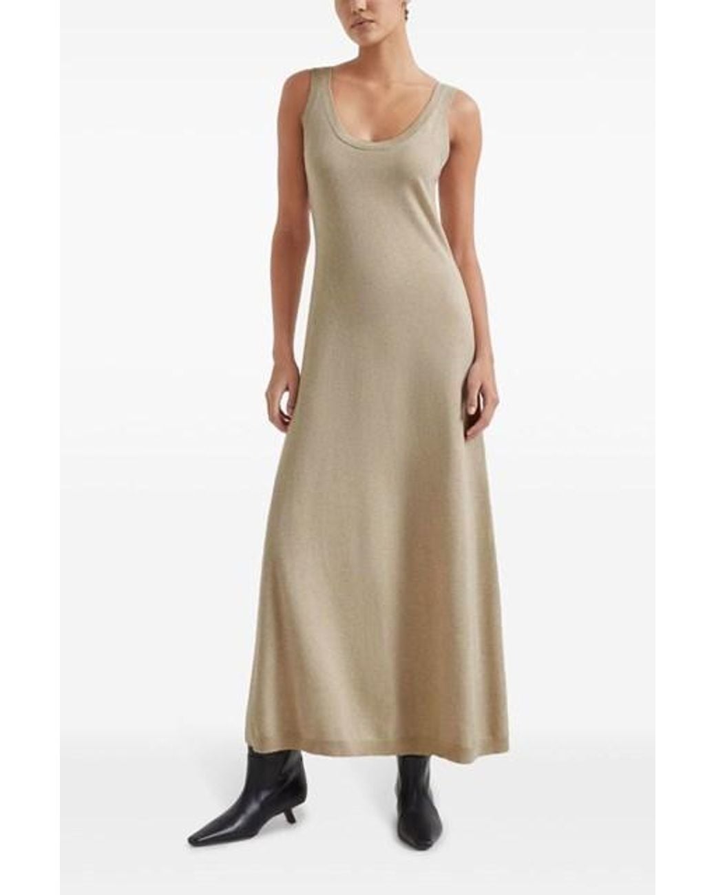Brunello Cucinelli Natural Sleeveless Knitted Dress