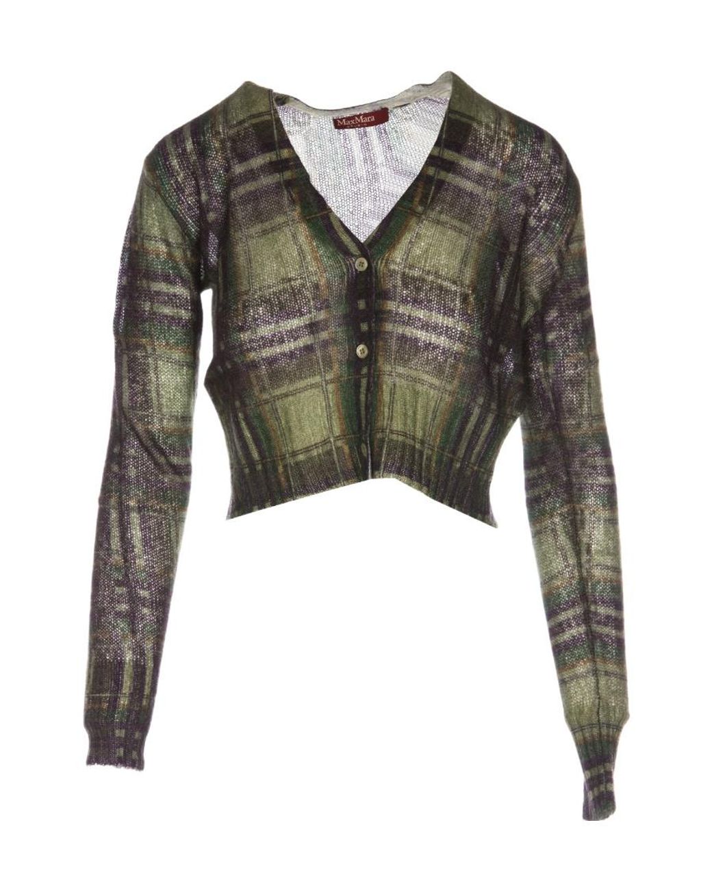 Max Mara Green V-Neck Knitted Cardigan