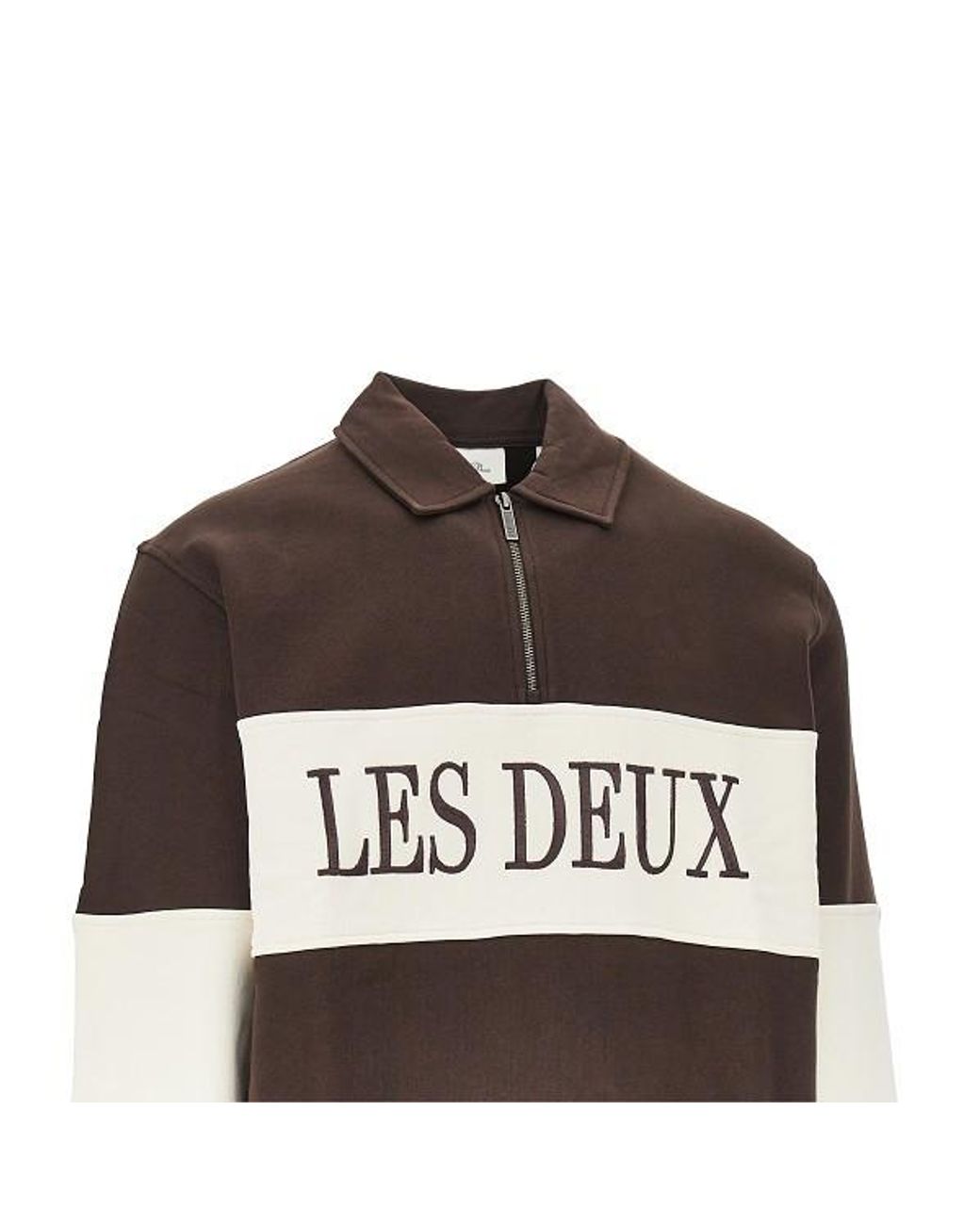 Les Deux Brown Logo-Embroidered Panelled Sweater for men
