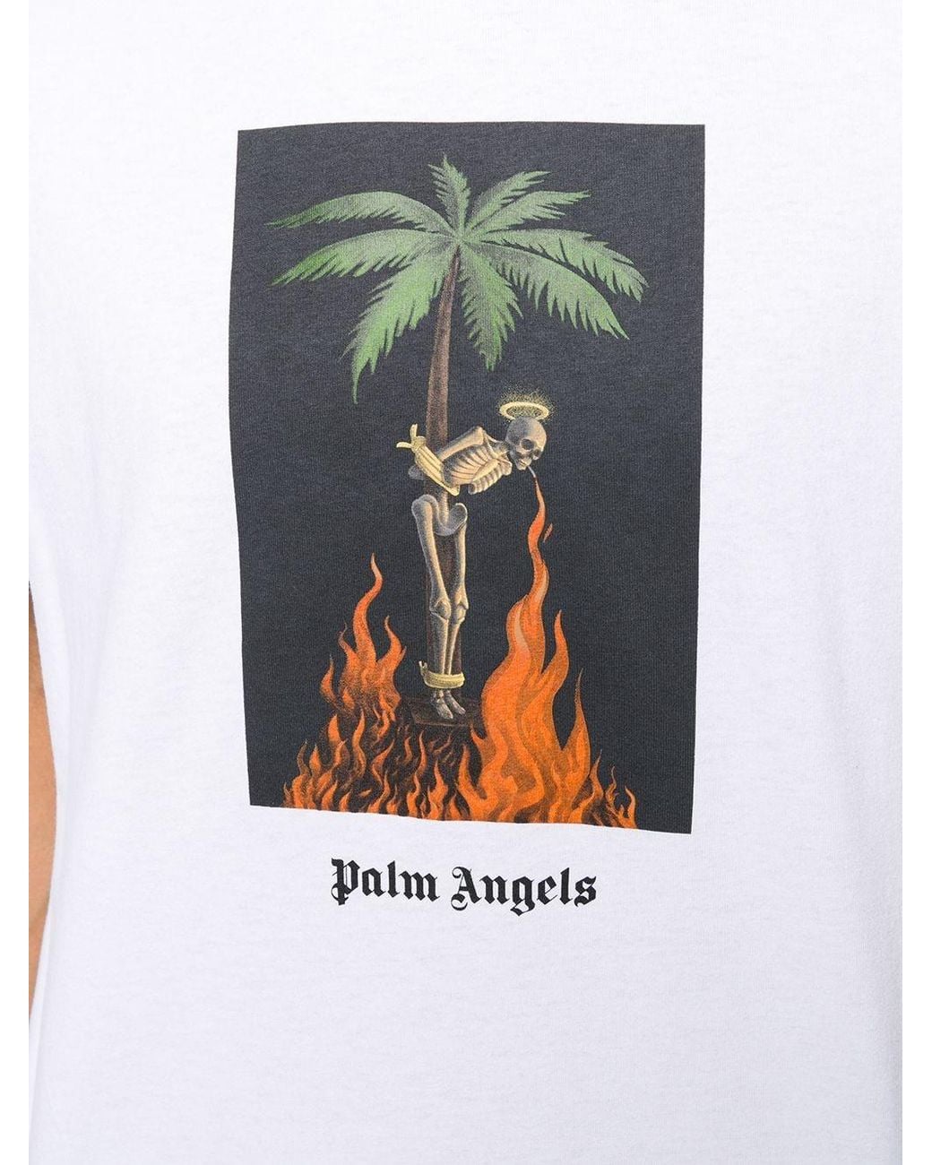 Palm Angels White Logo Skull Printed T-Shirt for men