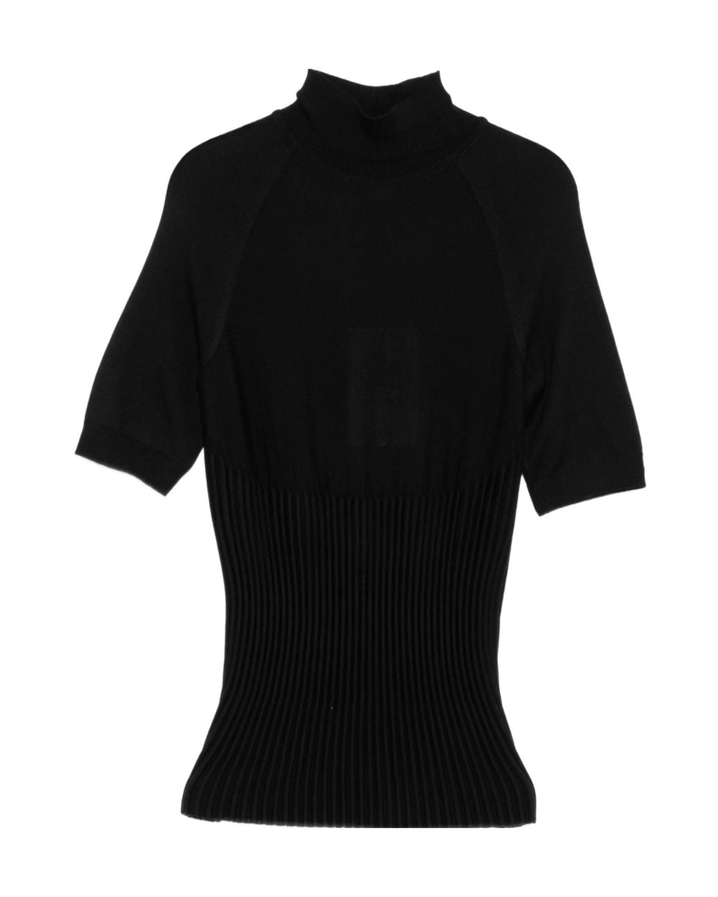 Alaïa Black Alaïa Ribbed Mock-Neck Knitted Top