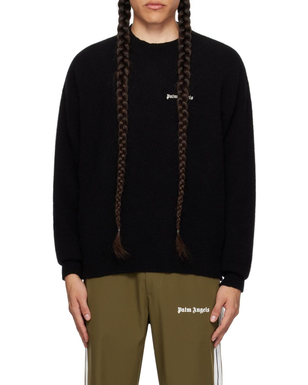 Palm Angels Black Logo Embroidered Knitted Jumper for men